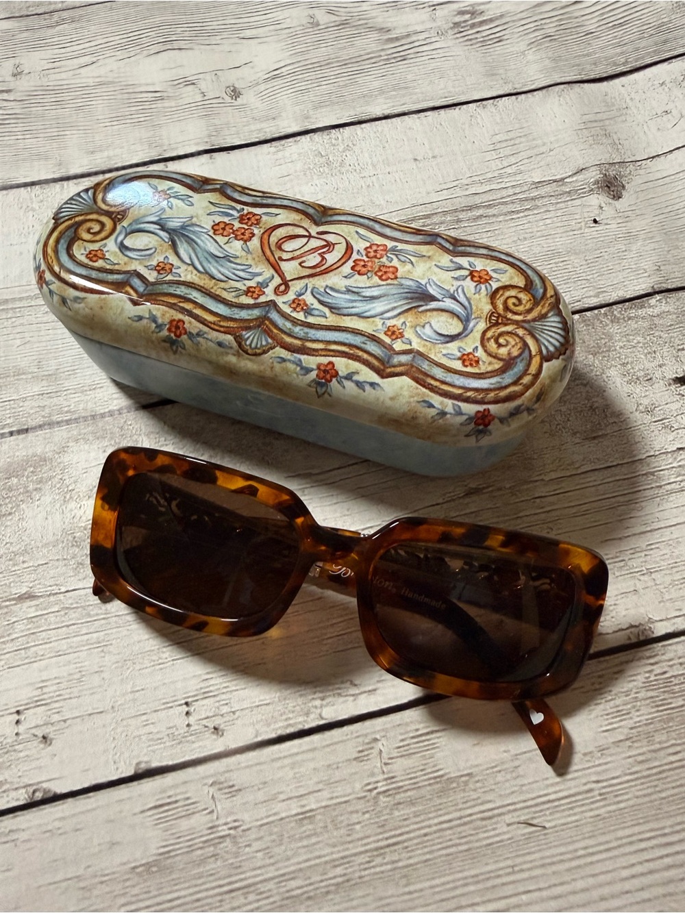 Brighton Sunday Morning Tortoise Brown Rectangle Sunglasses Womens w/ Case